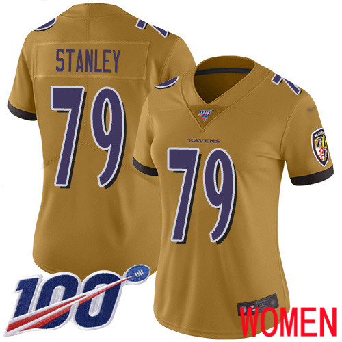 Baltimore Ravens Limited Gold Women Ronnie Stanley Jersey NFL Football #79 100th Season Inverted Legend